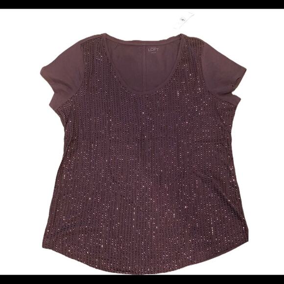 Loft eggplant sequins tee - Picture 1 of 3